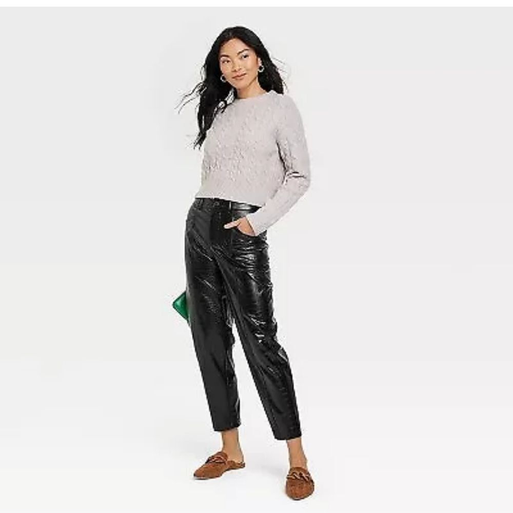 Women's High-Rise Faux Croc Pants - A New Day